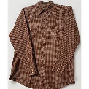Kenny Rogers Men’s Long Sleeve Button Up Shirt Brown The Gambler Size 17–34 ￼